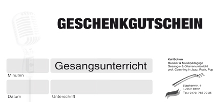 Geschenkgutschein Gesangsunterricht Berlin